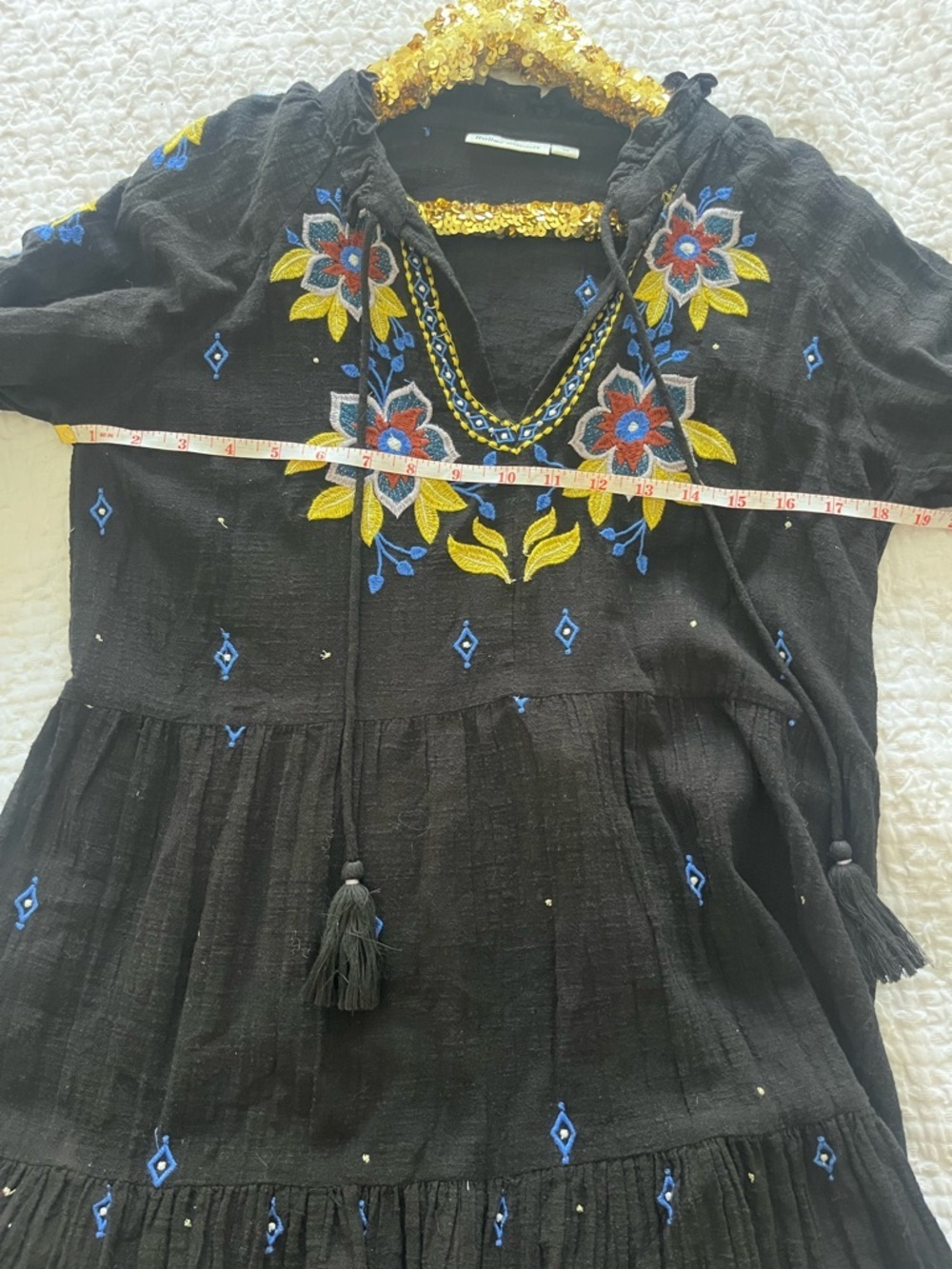 Roller Rabbit Fleur Nuuv Janni Embroidered Dress Tiered Cotton Boho Sz XS - Picture 8 of 9
